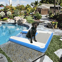 Plateforme flottante gonflable pour chien en PVC durable, haute stabilité, avec rampe d'accès, 60x40 pouces, capacité 15-20 kg