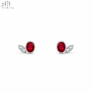 Boucles d'oreilles de haute qualité en gros, bijoux en or massif 18 carats, pierres précieuses naturelles de coupe ovale, rubis rouge vif, boucles d'oreilles pour usage quotidien - Product Image 2