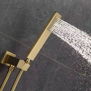 Sistema de ducha de alta presión montado en la pared de latón dorado, juego de grifo termostático pulido con patrón de pulverización suave para ducha de baño - Product Image 2