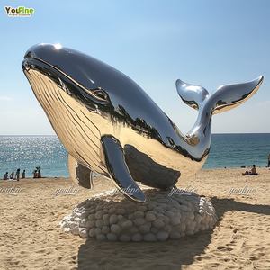 Tác phẩm điêu khắc cá voi khổng lồ khu vườn ven biển Ngoài trời kích thước lớn thép không gỉ bức tượng cá voi - Product Image 6