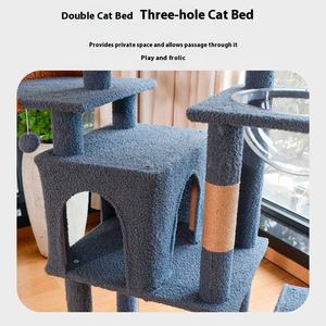 Menara kucing besar XL Multi-Level untuk pohon kucing dalam ruangan dengan pegangan atas besar dan ruang angkasa tiang penggaruk Sisal tertutup - Product Image 4
