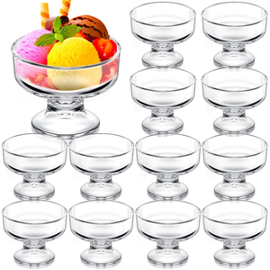 Bols à dessert en verre, <span class=keywords><strong>mini</strong></span> coupes à pudding, petits bols à glace, coupes à dessert en verre sur pied, parfaites pour les cocktails, les fruits, les salades, les noix - Product Image 1