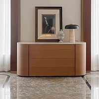 Commode de chambre à coucher de luxe moderne et minimaliste à 4 tiroirs, buffet en acier inoxydable, armoire de salon en placage de noyer