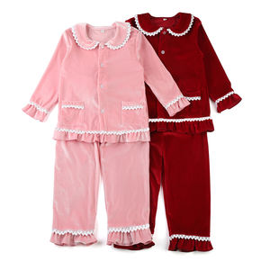 New design kids pjs sleeping pigiama set toddler girls kids custom 2 pezzi di lusso spesso pigiama di velluto per bambini - Product Image 3