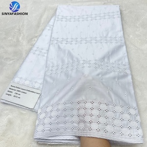 Sinya Promotion Spéciale Dentelle Suisse Brodé en Voile 100% Coton 5 Yards Super Luxe Tissu <span class=keywords><strong>Original</strong></span> Polonais pour Homme - Product Image 1
