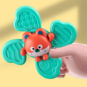 JinYing Infant Sensory Animal Suction Cup Silicone Spinner Bath Rotating Windmill Relief Stress Teether Baby Silicone Fidget <b>Toy</b> - Product Image 4