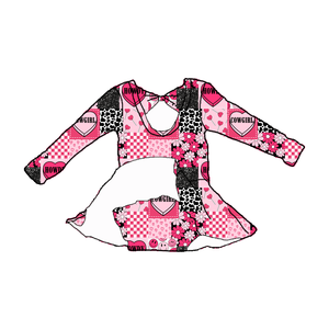 Mono de Ballet para Niños con Estampado de Vacas Personalizado de Primavera para el Día de San Valentín, Cierre de Cremallera, Unisex, con Lazo en la Espalda - Product Image 1