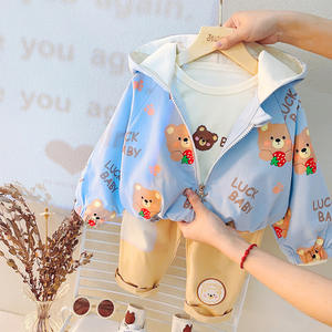 Conjunto de ropa de bebé con estampado de oso para niños, conjunto de ropa infantil, chaqueta con estampado, 2023 - Product Image 5