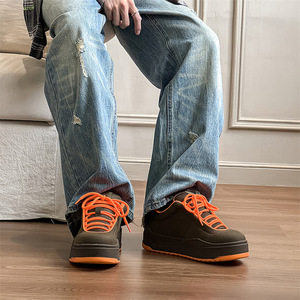 Niche รองเท้าส้นตึกแบบผูกเชือกสำหรับผู้ชาย, รองเท้าพื้นหนาสไตล์อเมริกันย้อนยุคสีส้มเหมาะกับฤดูใบไม้ผลิฤดูใบไม้ร่วงฤดูหนาว - Product Image 2