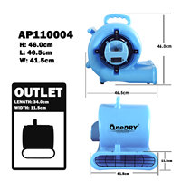 Dépoussiéreur industriel à trois vitesses OneDry AP110004 (modèles 1/3HP et 315W)