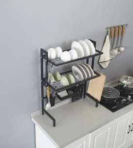 Égouttoir à vaisselle robuste en métal à poser sur l'évier avec couvercle, double niveau, durable et écologique - Product Image 6