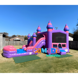 สไลเดอร์เป่าลมคอมโบสำหรับเด็กและผู้ใหญ่จั๊มเปอร์ปราสาทเจ้าหญิงสีชมพูเชิงพาณิชย์พร้อมสระว่ายน้ำ - Product Image 1