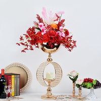 Nouveaux bougeoirs de luxe en perles pour mariage, accessoires de mariage, décoration de table, vase doré électrolytique, centres de table de mariage
