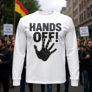 Camiseta de manga larga con estampado de protesta política: Hands Off My Country My Body Medicare - Product Image 3
