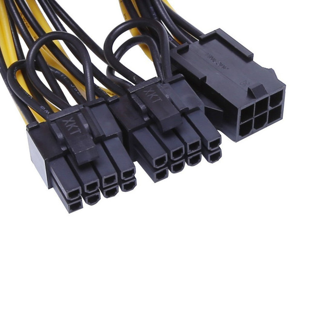 PCI-E 6pin to 2x 8pin 6+2 Pin Power Adapter Cable 6 Pin to 2PCIe 8 (6+2) Pin Graphics Card PCI E VGA Splitter Hub Power Cable