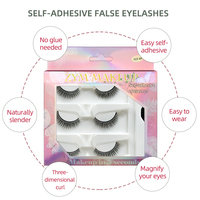 6 pièces Faux cils réutilisables auto-adhésifs dotés de bandes adhésives doubles conçues pour une application facile longueur naturelle