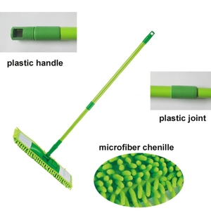 Mop Piatto in Ciniglia con Manico Telescopico, Testa in Microfibra, Scopa per Pulizia a Secco e Umido - Product Image 4