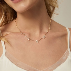Collier en perles roses en gros, perles d'eau douce véritables, acier inoxydable plaqué or 18 carats, kit de bijoux en pierres naturelles pour femmes - Product Image 6