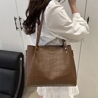 Nouveau Sac Fourre-tout Grande Capacité 2026 pour Femme, Motif Crocodile, en PU Souple Texturé, Fermeture Éclair, Doublure Polyester, Couleur Unie