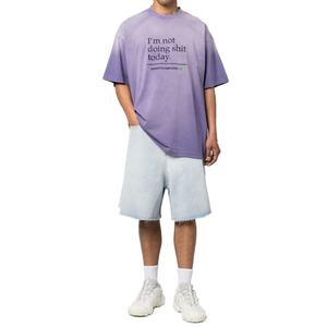 Shorts en jean amples et déchirés bleu clair en coton à bords bruts pour hommes - Product Image 3