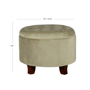 Velvet Button Tufted Round <strong>Storage</strong> Ottoman with Removable Lid Tan Ottoman <strong>Bench</strong> <strong>Storage</strong> - Product Image 3