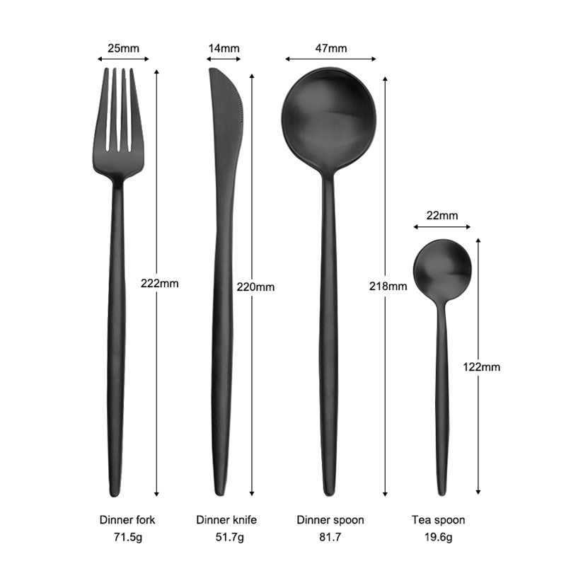Negro mate-Set de 4 piezas