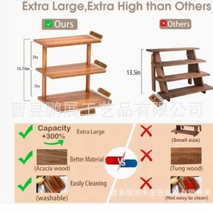 Pengzhan Three Layer Solid Wood Display <b>Tray</b> Multifunctional For Home Dining <b>Tea</b> Serving - Product Image 5