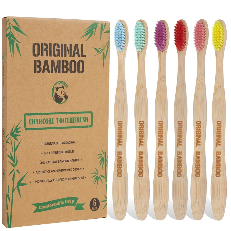 Escova de dentes de bambu para hotel, escova natural de alta qualidade com logotipo a laser, ideal para uso em hotel com embalagem personalizada e logotipo