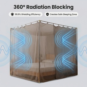 Canopée <span class=keywords><strong>de</strong></span> lit carrée pliable en fibre d'argent 100% conductrice, protection contre les ondes électromagnétiques et RFID - Product Image 1