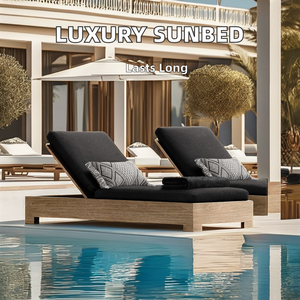 Luxury Solid Wood Outdoor Garden Furniture Modern Design Beach <strong>Sunbed</strong> Patio Chaise Lounge Waterproof <strong>Cushion</strong> for Hotels Villas - Product Image 4