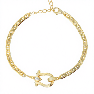 Bracelet à breloques chaîne fer à cheval en argent sterling 925 plaqué or 18 carats avec zircon, tendance pour femme, bijoux raffinés - Product Image 2