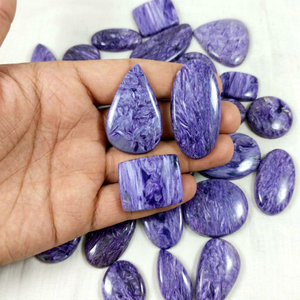 Charoita Natural Pulida Lisa Cabujón Piedra Suelta Formas Mixtas 25-40mm Suministros para Mayoristas de Joyería Hecha a Mano Purple Radha Arts - Product Image 1