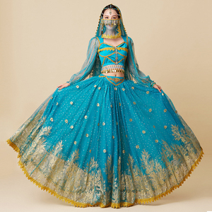 Nouvelles tenues de danse du ventre de princesse <span class=keywords><strong>Jasmine</strong></span> Aladdin à manches longues pour Halloween et la scène - Product Image 2