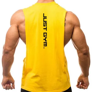 Logotipo personalizado Algodão Muscle Athletic Camisas Sem Mangas Fitness Wear Workout Homens Gym Tank Top Para Homens