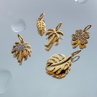 EManco vergulde roestvrijstalen planten fruit kersen palm paddenstoel bedels met strass steentjes en springringen DIY sieraden maken