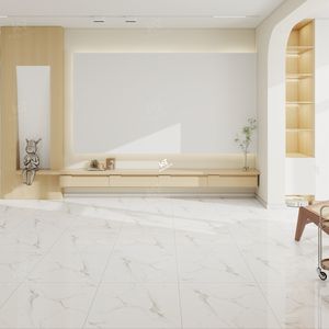 中国客厅现代高品质定制印刷60x60 600x600光泽抛光白色大理石瓷质地板砖 - Product Image 5