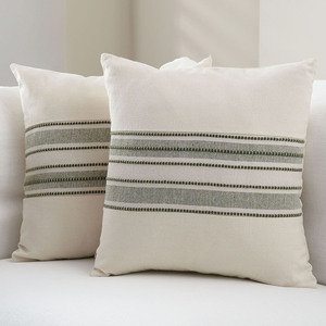 Sarung Bantal Dekoratif Linen Motif Garis Hitam dan Beige untuk Sofa, Kursi, Kamar Tidur, Dekorasi Rumah - Product Image 2