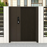 Porte d'entrée en aluminium thermolaqué à panneaux verticaux avec poignée de traction pour maison résidentielle moderne, résistante à la rouille