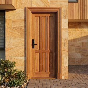 Ensemble de porte d'entrée en merbau massif à 6 panneaux verticaux encastrés Sovereign Estate - Product Image 5