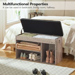 <span class=keywords><strong>Banc</strong></span> de rangement pour chaussures en gros avec coussin, <span class=keywords><strong>Banc</strong></span> organisateur de chaussures avec coussin d'assise, Étagère à chaussures avec coussin rembourré pour entrée - Product Image 5
