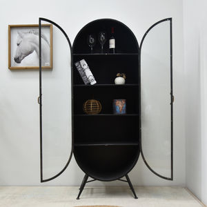 ตู้เก็บของ 5 ชั้น สไตล์วินเทจอินดัสเทรียลรักษ์โลก ยี่ห้อ ART NEST รุ่น Farmhouse พร้อมบานกระจกทรงวงรี สีดำ เหมาะสำหรับห้องนั่งเล่น - Product Image 5