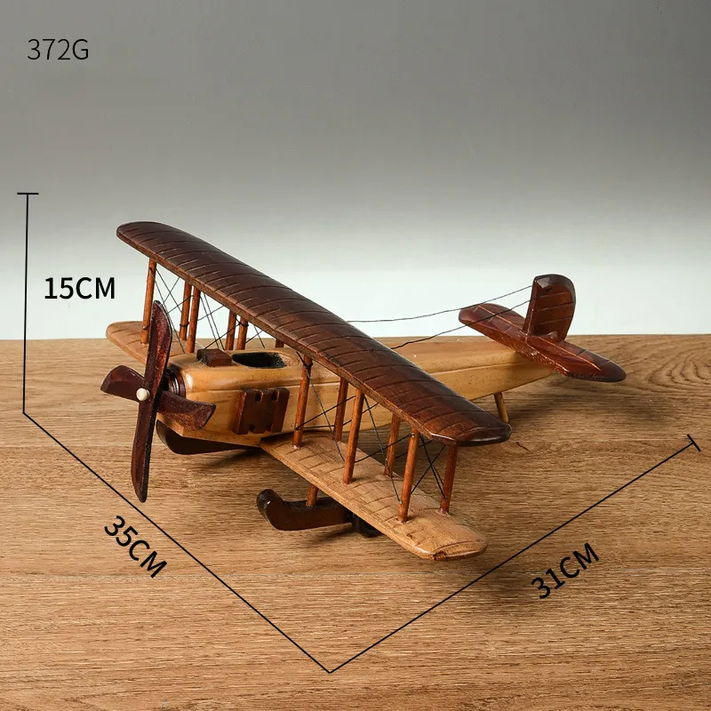 Retro fatto a mano in legno modello di aeroplano creativo decorazione per la casa regalo aerei giocattoli di intrattenimento per bambini artigianato