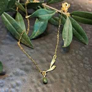 Collares delicados de oliva en rama, collares chapados en oro o oro rosa con Oliva y hojas, joyería de rama de olivo - Product Image 6