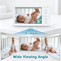Babyphone avec caméra sans fil, écran HD IPS de 6 pouces, batterie 5000 mAh, mode VOX, détection sonore, communication bidirectionnelle sur 1000 pieds, sans Wi-Fi