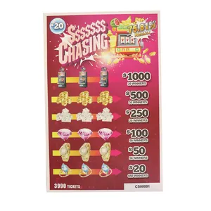 Conception libre d'usine collecte de fonds pause de bingo instantanée ouvre des billets billets de loterie à onglet de traction personnalisés