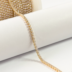 זהב אמיתי משובח 14 קראט מלא 2 מ "מ טופר הגדרה zircon שרשרת צמיד דיי ביצוע אספקה קבועה - Product Image 5