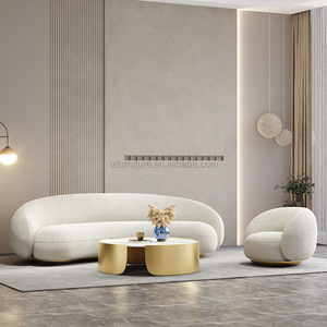 Sofá Curvo Minimalista de Lujo, Tela Bouclé Blanca, Sofá de 3 Plazas en Forma de Arco, Muebles Modernos para Sala de Estar, Sofás para Vestíbulo de Hotel - Product Image 2