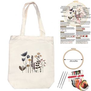 Kit de bordado de bolsa de lona DIY para principiantes, diseño de patrón de flores hecho a mano personalizable, parches bordados para planchar - Product Image 4