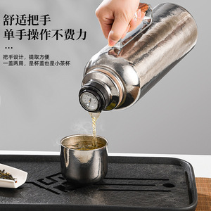 Pure Titanium Thermos Flask 1600ml 24H Insulation Business Gift With Wooden Handle - Product Image 3