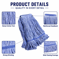 Tête de balai serpillère en coton à boucles, qualité industrielle, pour usage commercial, super absorbante, pour nettoyage humide et sec, remplacement